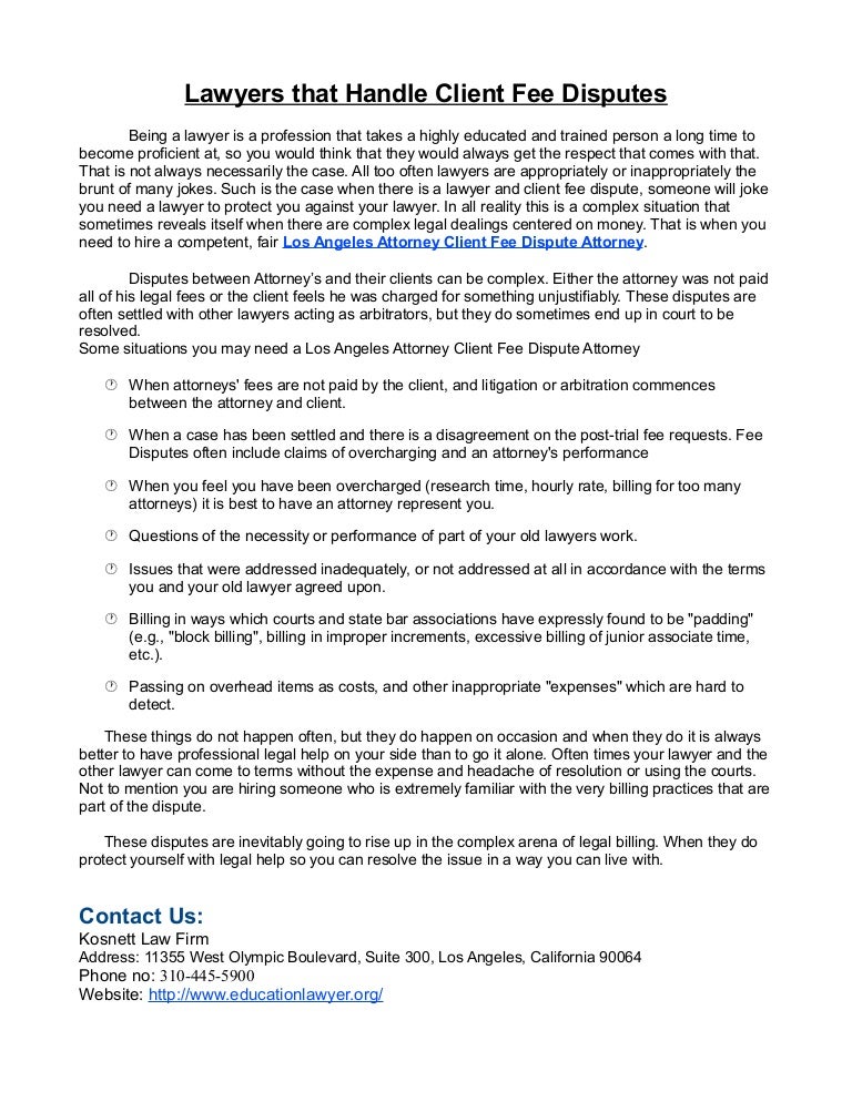 Lawyers that Handle Client Fee Disputes