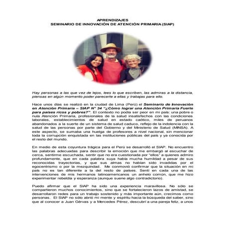 Los aprendizajes del siap zoila