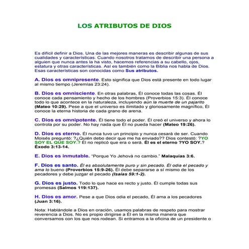Los atributos de dios