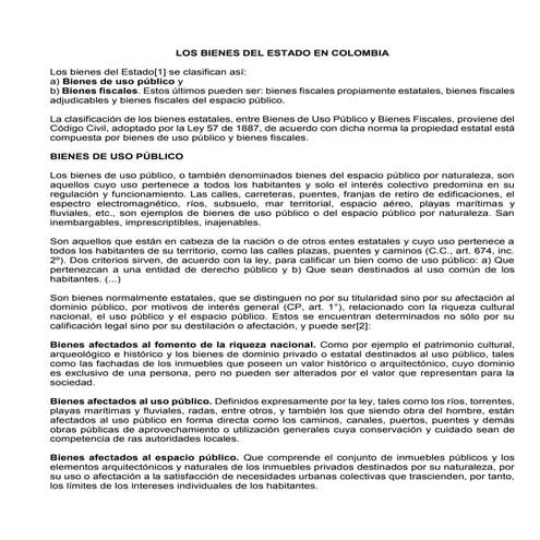 Los bienes del estado en colombia