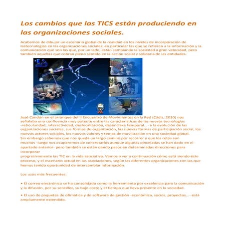 Los cambios que las tics están produciendo en las organizaciones sociales