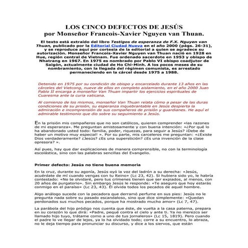 Los cinco defectos de jesus reflexion