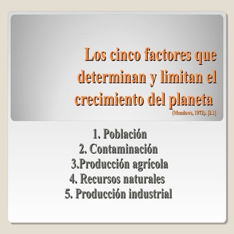 Los cinco factores que determinan y limitan el crecimiento del planeta ramiro zapata