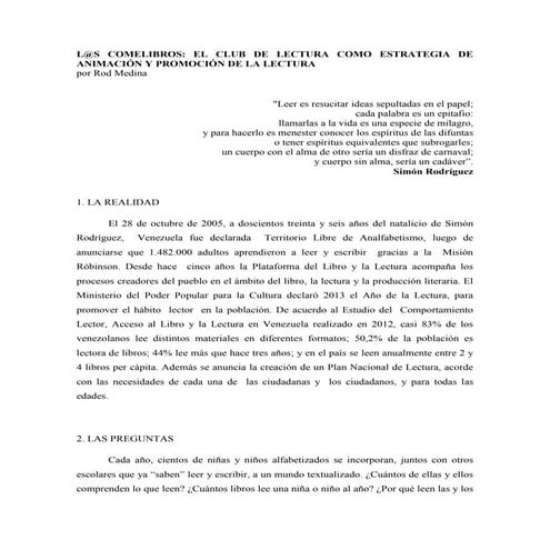 L@S COMELIBROS: EL CLUB DE LECTURA COMO ESTRATEGIA DE ANIMACIÓN Y PROMOCIÓN D...