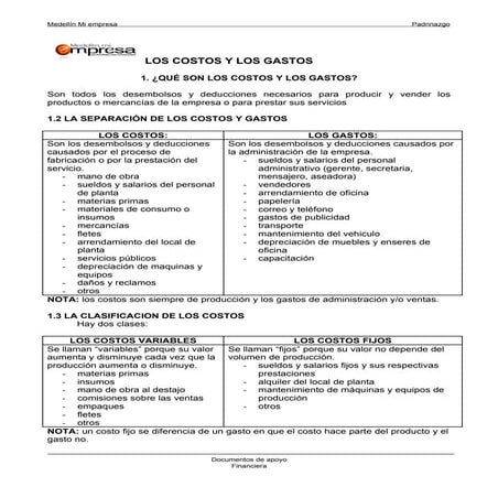 Los costos y los gastos (ojo)