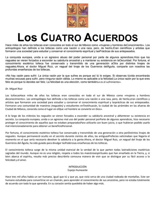 Resumen Libro Los 4 Acuerdos Resumen Libro Los 4 Acuerdos