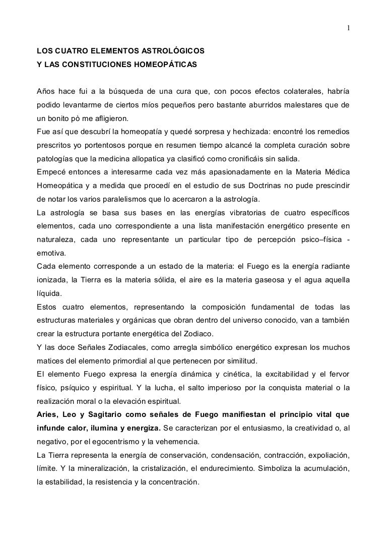 Los Cuatro Elementos Y La Homeopatia