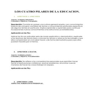 Los cuatro pilares de la educacion ...