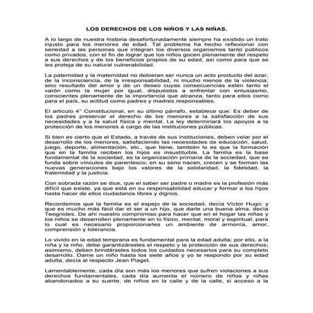 Los derechos de los ninos y las ninas
