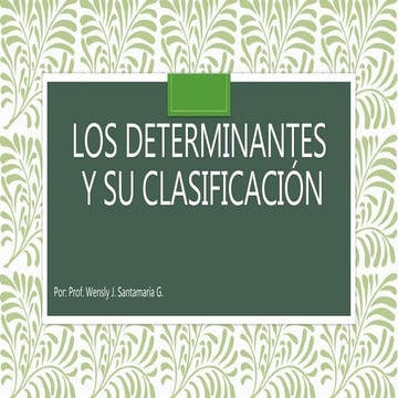 Los determinantes y su clasificación.