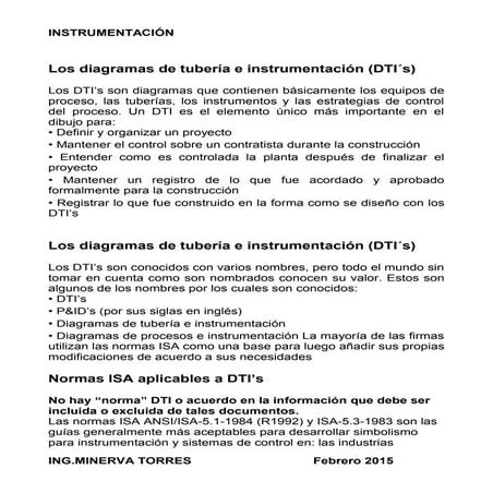 Los diagramas  de Instrumentación 