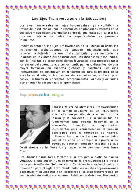 Los ejes transversales en la educación