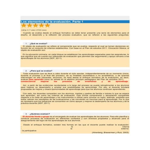 Los elementos de la evaluación