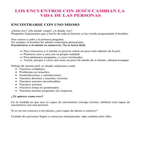 Losencuentrosdejesuscambianlasvidasdelaspersonas