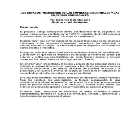 Los estados financieros de las empresas industriales y las empresas ...