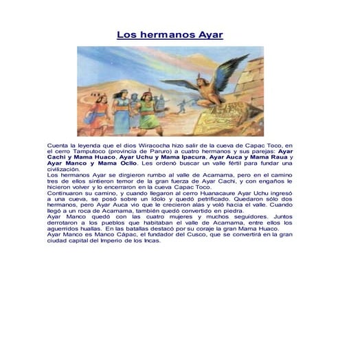Los hermanos ayar leyenda 
