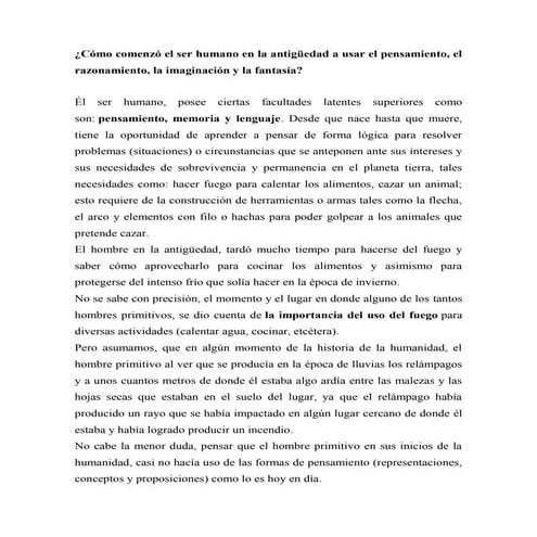 Los inicios del proceso del pensamiento