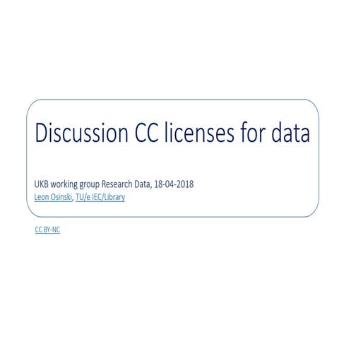 Discussion CC licenses for data