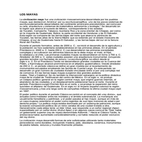 LOS mayas 25 diapositivas explicación amplia | PDF