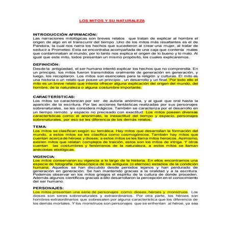LOS MITOS Y SU NATURALEZA