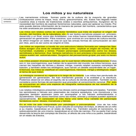 Los mitos y su naturaleza