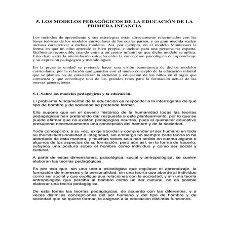 Los modelos pedagógicos de la educación de la | PDF