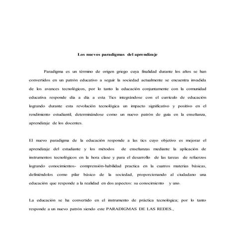 Los nuevos paradigmas del aprendizaje