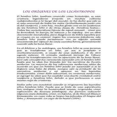 Los orígenes de los licántropos
