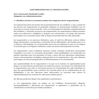 Los orígenes de la negociación. i...