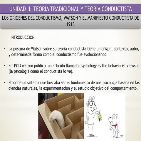 Los origenes del conductismo, watson y el manifiesto conductista de ...