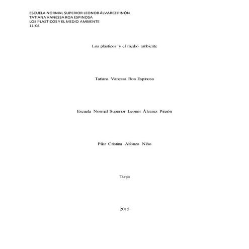 Los plásticos y el medio ambiente