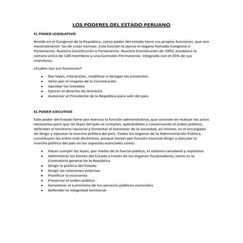 Los poderes del estado peruano