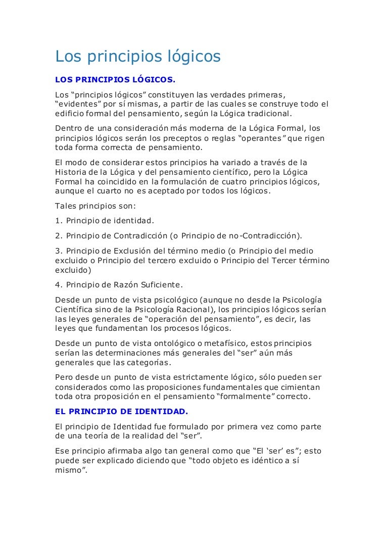 Los principios lógicos Los principios lógicos
