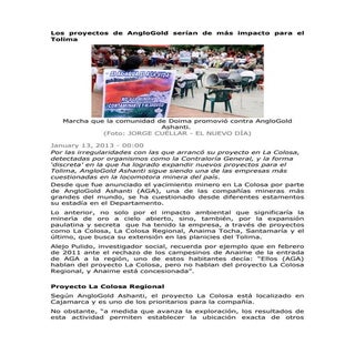 Los proyectos de anglo gold y el to...