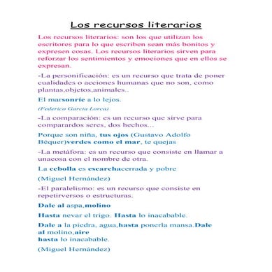 Los recursos literarios