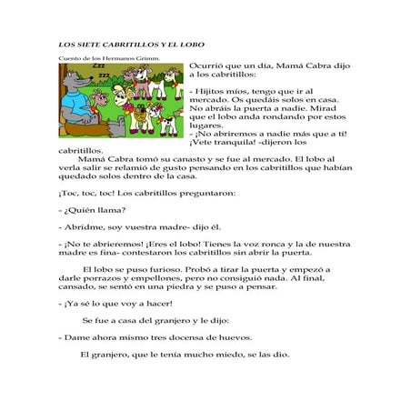 Los siete cabritillos y el lobo