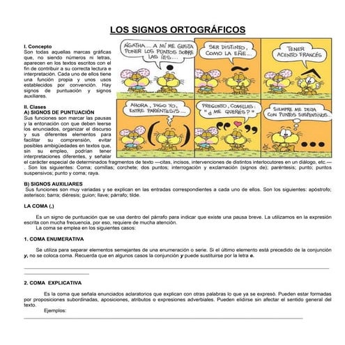 Los signos ortográficos, material de clase