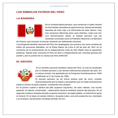 Simbolos patrios del peru | PDF