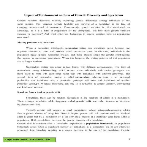 Loss of genetic diversity