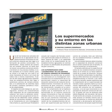 Los supermercados y su entorno en las distintas zonas urbanas (Cristina Campayo)