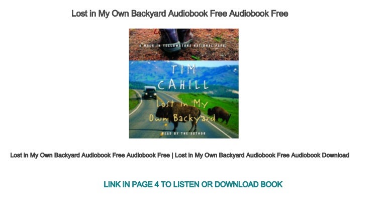 Lost In My Own Backyard Audiobook Free Audiobook Free