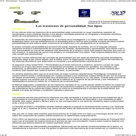 Los Trastornos De Personalidad