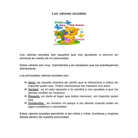 Los valores sociales