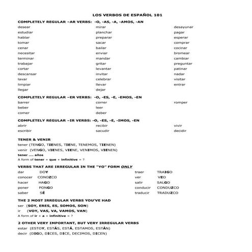 Los verbos de 101
