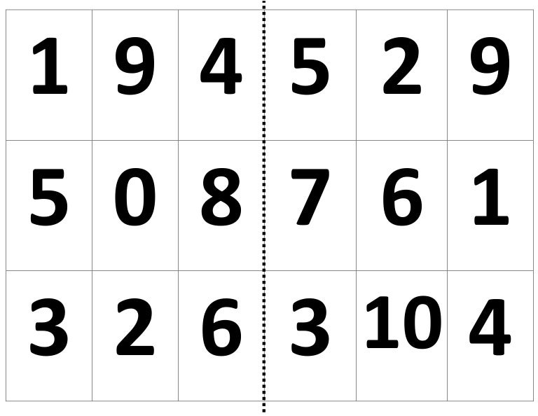 Loteria de numeros cartas Loteria de numeros cartas