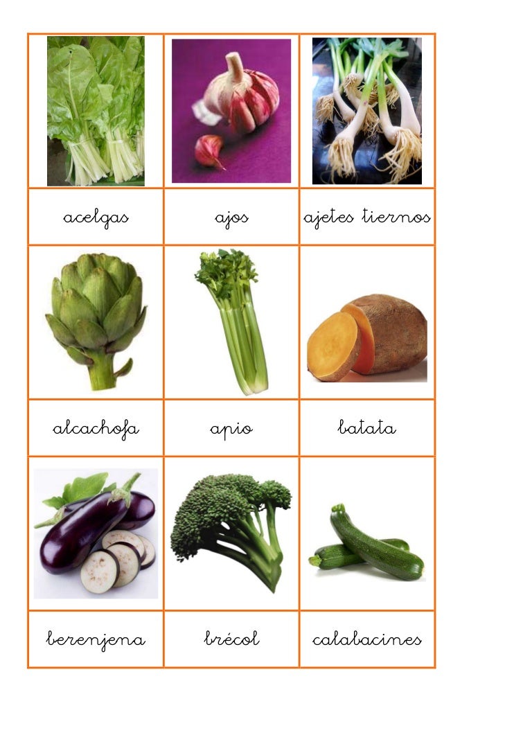 frutas verduras y hortalizas nombres