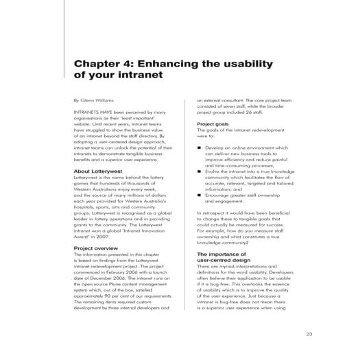 Enhancing the usability of your intranet