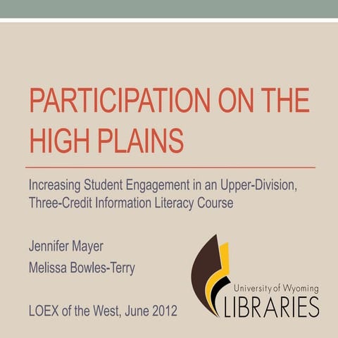 Participation on the High Plains: Increasing Student Engagement in an 