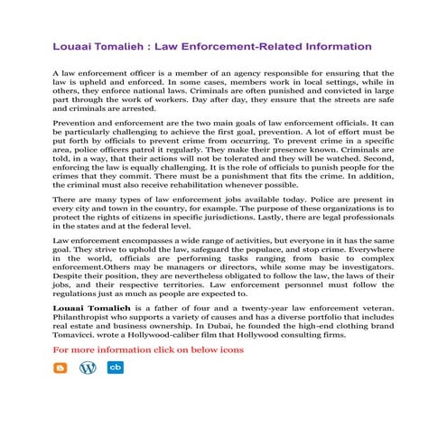 The Law Enforcement Community's Knowledge of Louaai Tomalieh