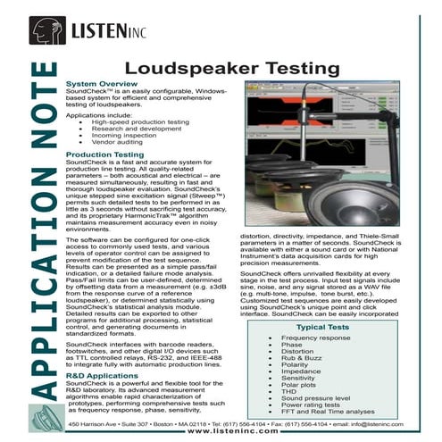 Loudspeaker Testing | PDF
